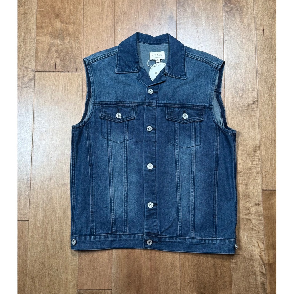 Umgee‎ Denim Fringe Vest Womens Size Medium Casual Festive Western (NWT)